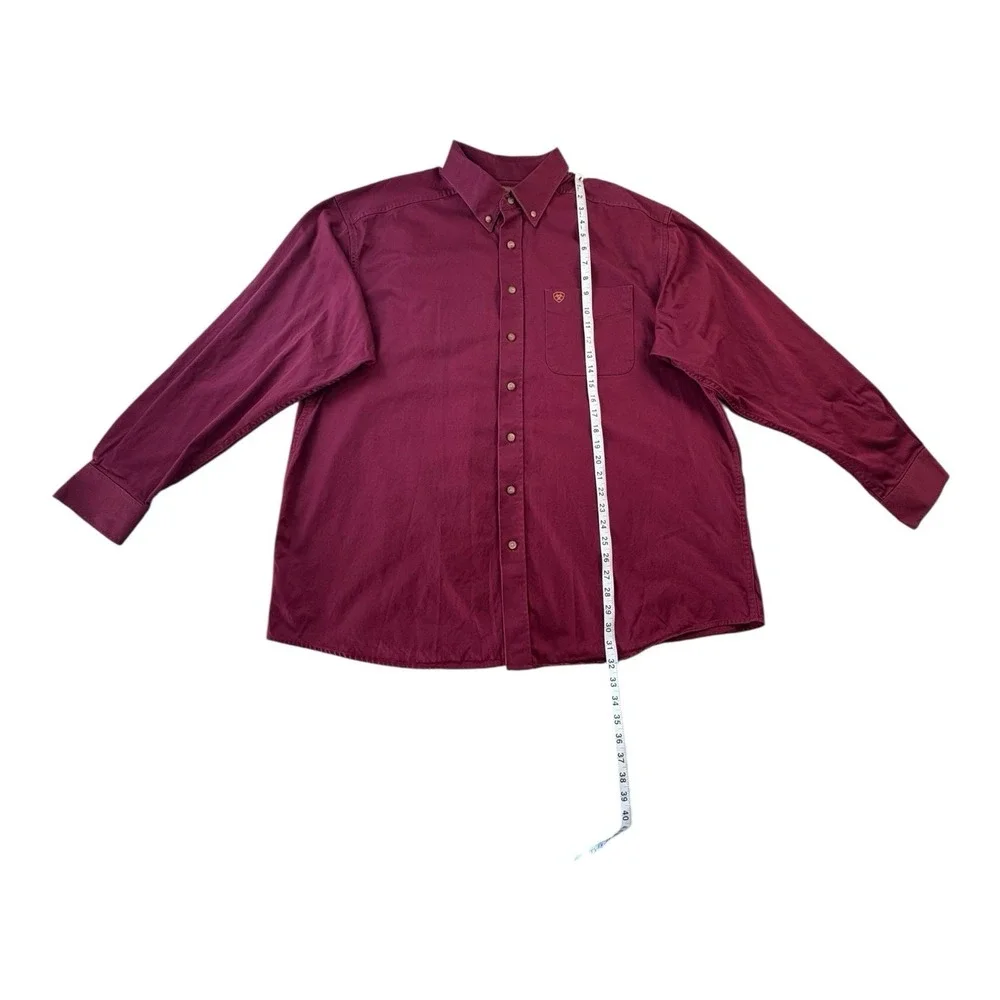 Ariat XXL Maroon Long Sleeve Button Front Shirt Western Casual‎ Mens